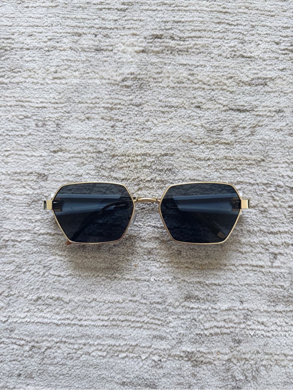 Designer Inspo Gold Frame Black Lens Geometric Sunglasses